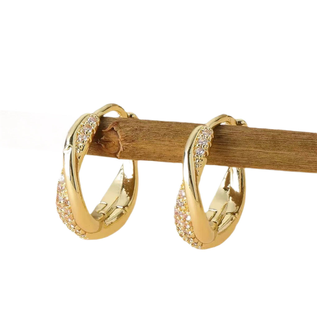 Twisted Zircon Hoop Earrings