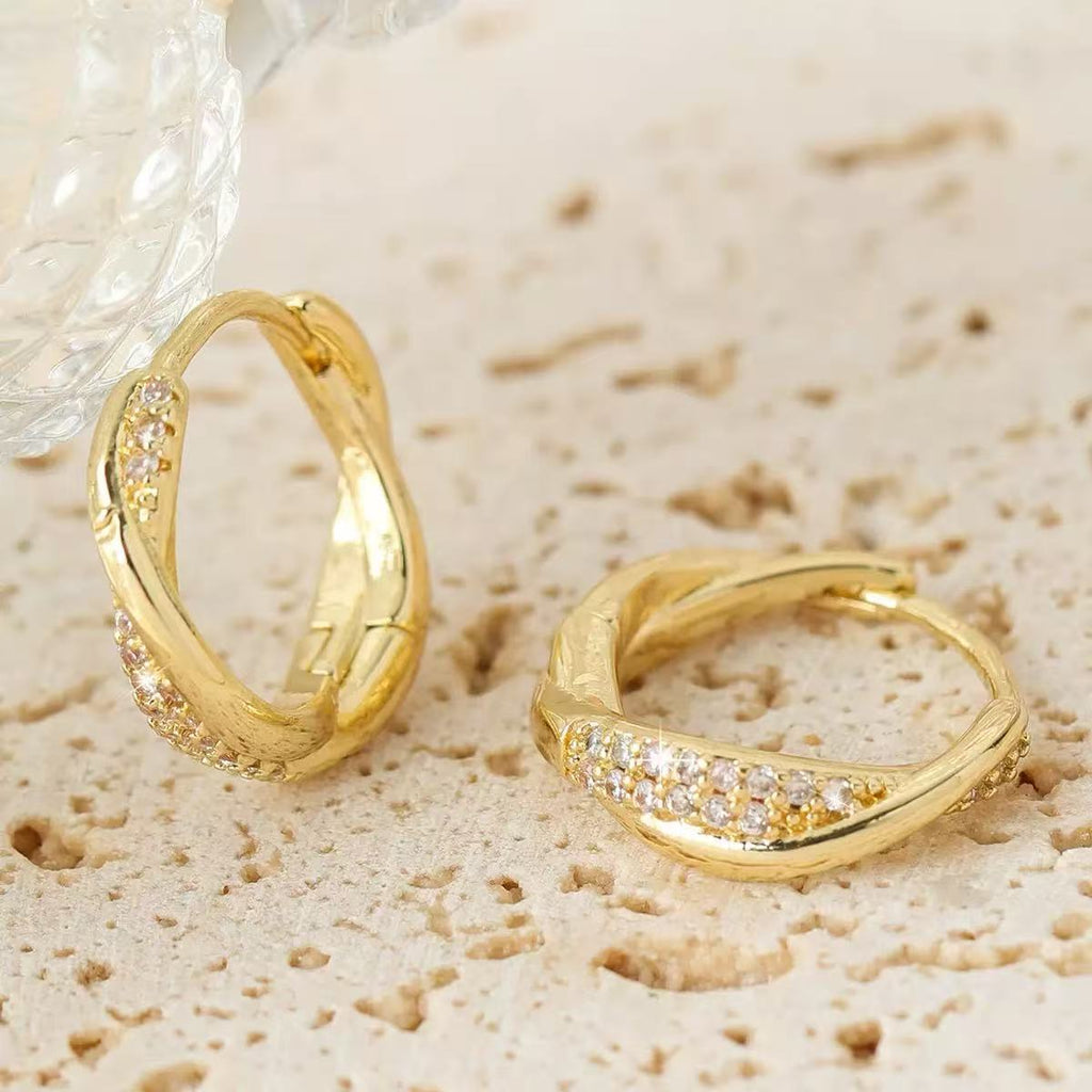 Twisted Zircon Hoop Earrings