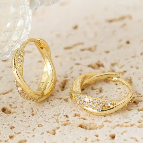 Twisted Zircon Hoop Earrings
